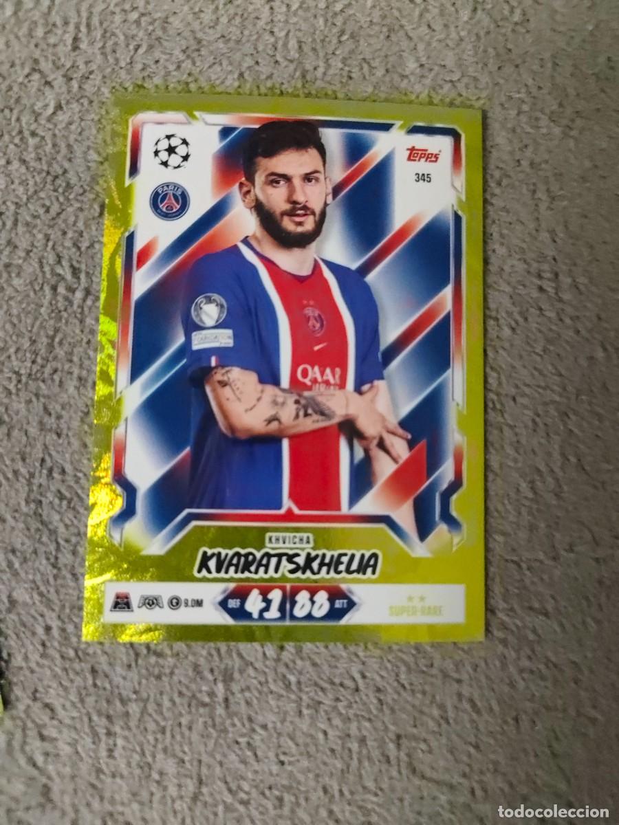 Cromos de f&uacute;tbol: 345 MATCH ATTAX 26/27 KVARATSKHELIA PARIS SAINT-GERMAIN PARALELA AMARILLA SUPER RARE 2026 2027 TOPPS