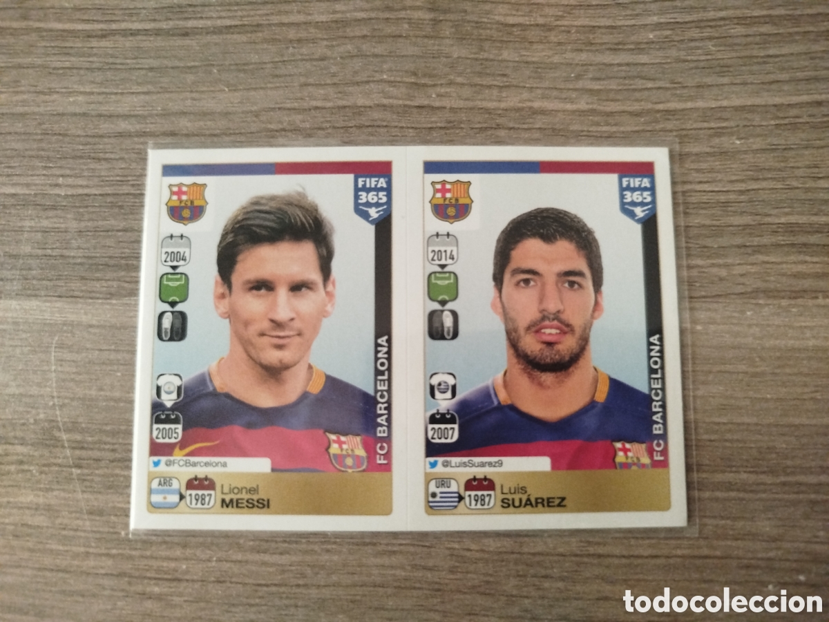 Cromos de f&uacute;tbol: PANINI FIFA 365.F.C.BARCELONA.MESSI Y SU&Aacute;REZ