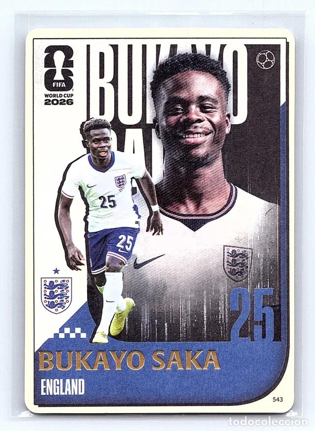 Cromos de f&uacute;tbol: Bukayo Saka #543 Inglaterra Cromo Panini FIFA World Cup 2026