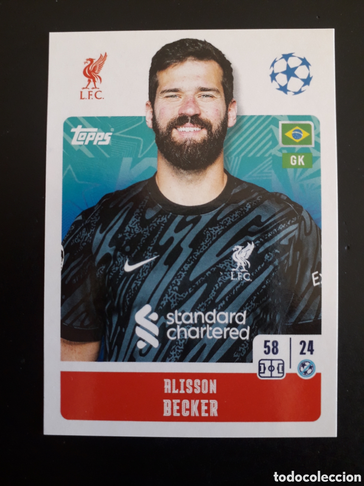 Cartes &agrave; collectionner de Football: BECKER LIVERPOOL N&deg; 261 UEFA CHAMPIONS LEAGUE SEASON TOPPS 24 25 2024 2025 PEDIDO M&Iacute;NIMO 3&euro;