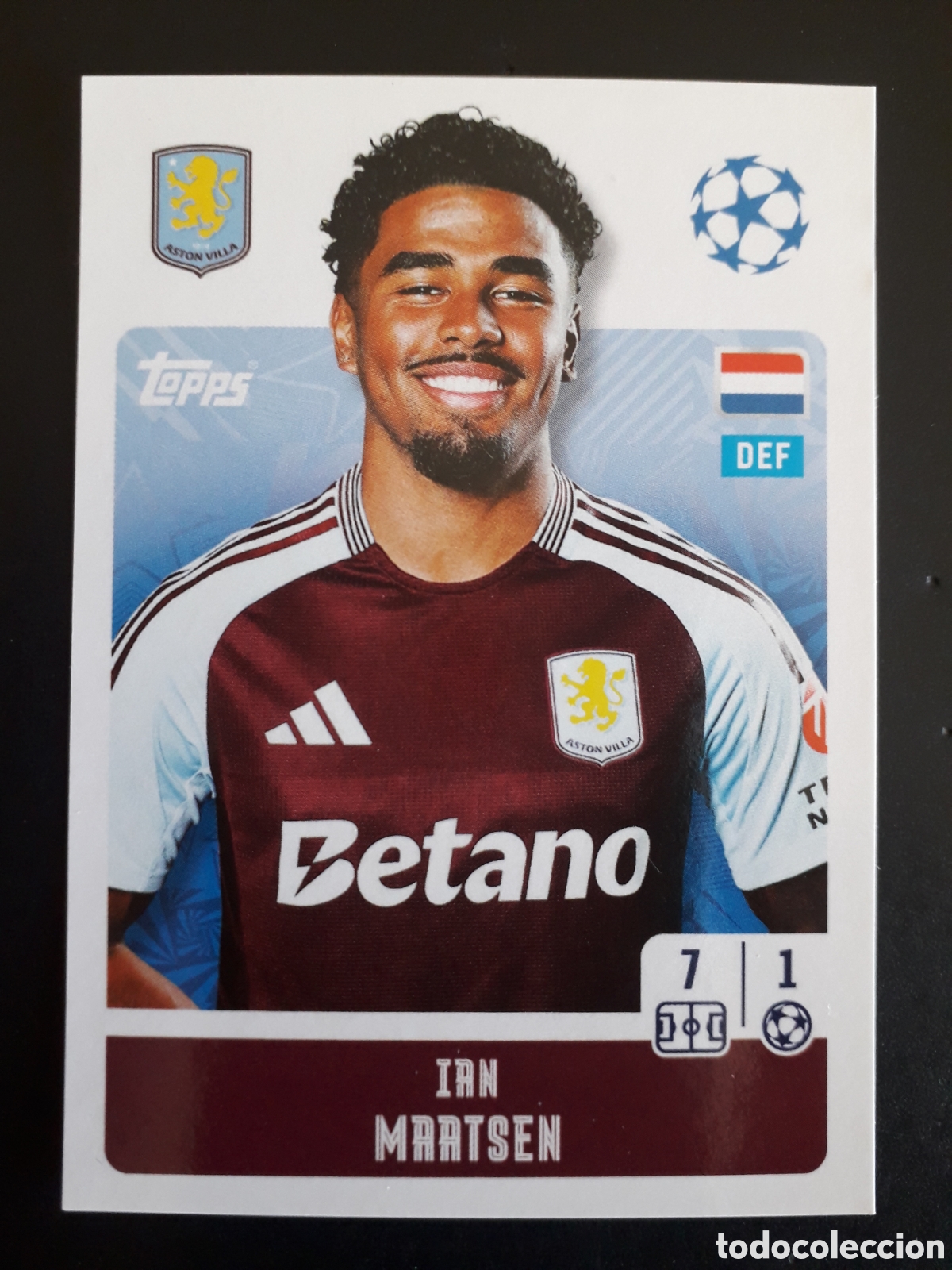 Football Stickers: IAN MAATSEN ASTON VILLA N&deg; 69 UEFA CHAMPIONS LEAGUE SEASON TOPPS 24 25 2024 2025 PEDIDO M&Iacute;NIMO 3&euro;