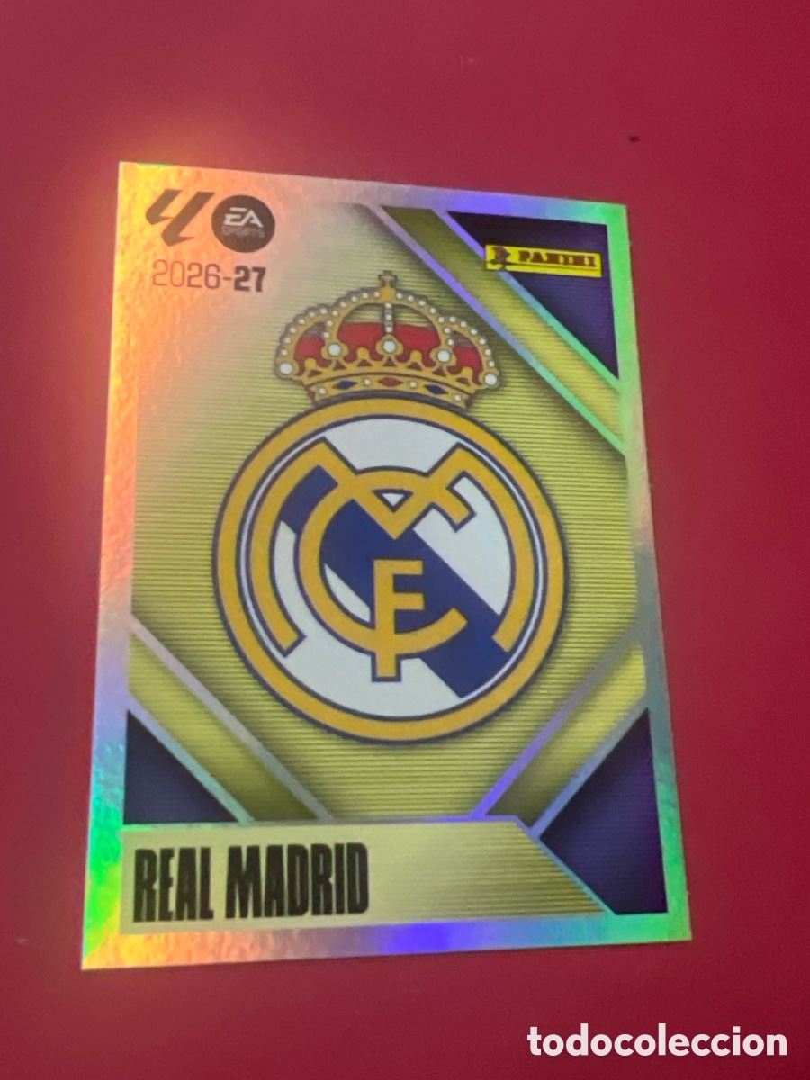 Cromos de f&uacute;tbol: C4465. 1 ESCUDO LIGA ESTE EDICIONES ESTE 2026 2027 26 27 REAL MADRID