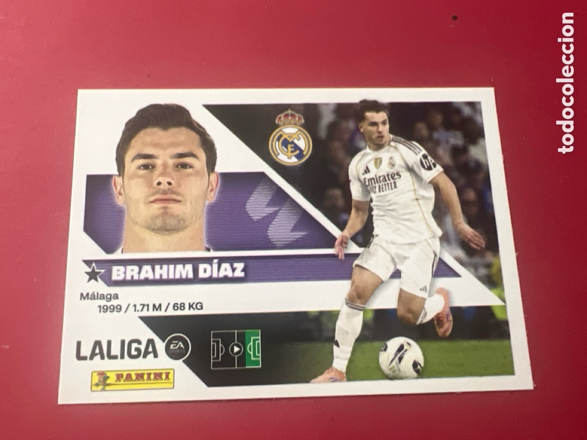 Cromos de f&uacute;tbol: C4467. Cromo Liga 2026 2027. 26 27. Brahim D&iacute;az. Real Madrid. N. &ordm; 16 B. ESTE. Panini