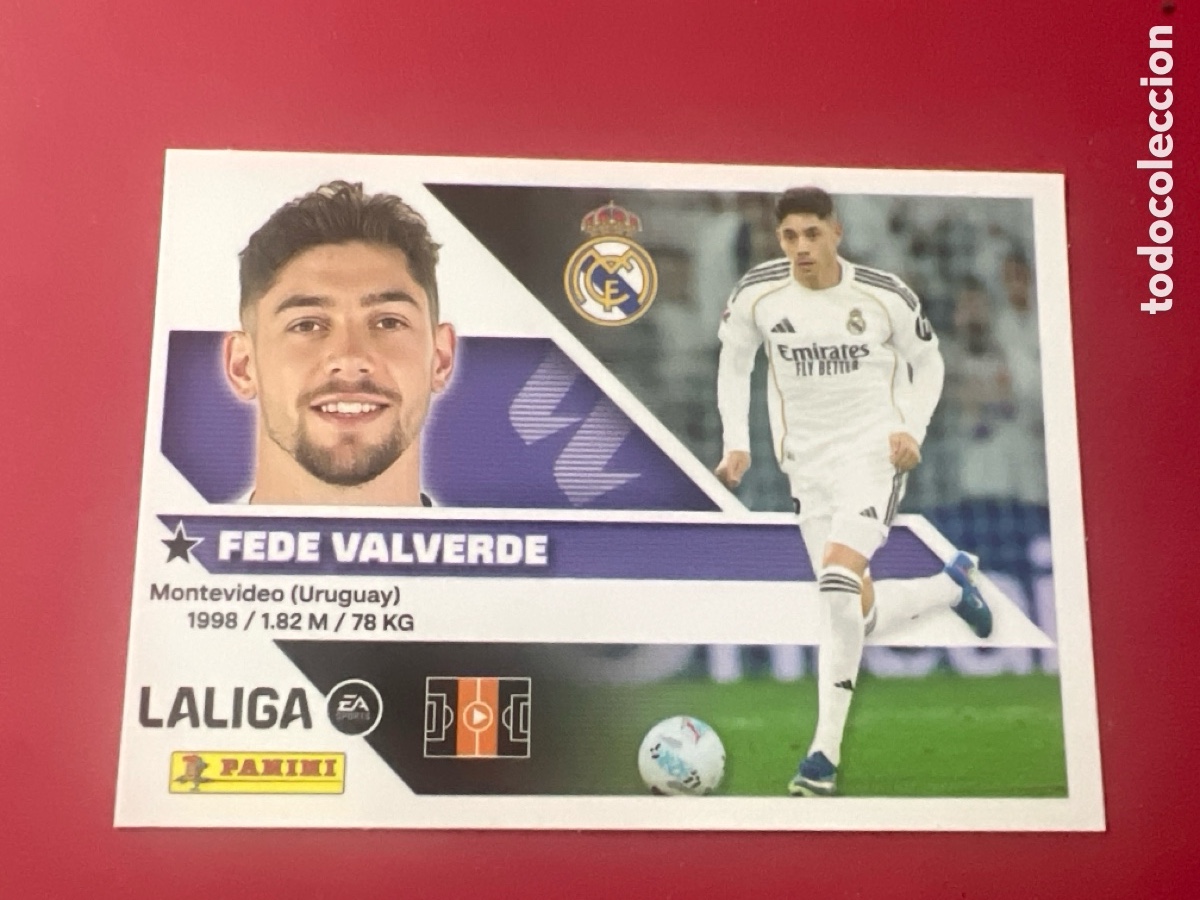 Cromos de f&uacute;tbol: C4471. 12 Fede Valverde, Real Madrid, Panini Ediciones Liga Este 2026 2027 26 27 sin pegar