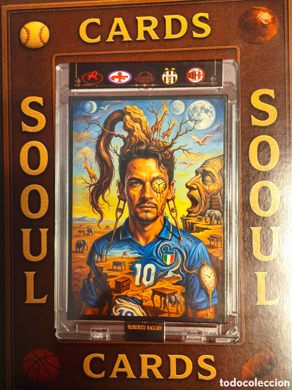 Football Stickers: Cromo SoouL Roberto baggio by Salvador Dal&iacute; el arte del f&uacute;tbol