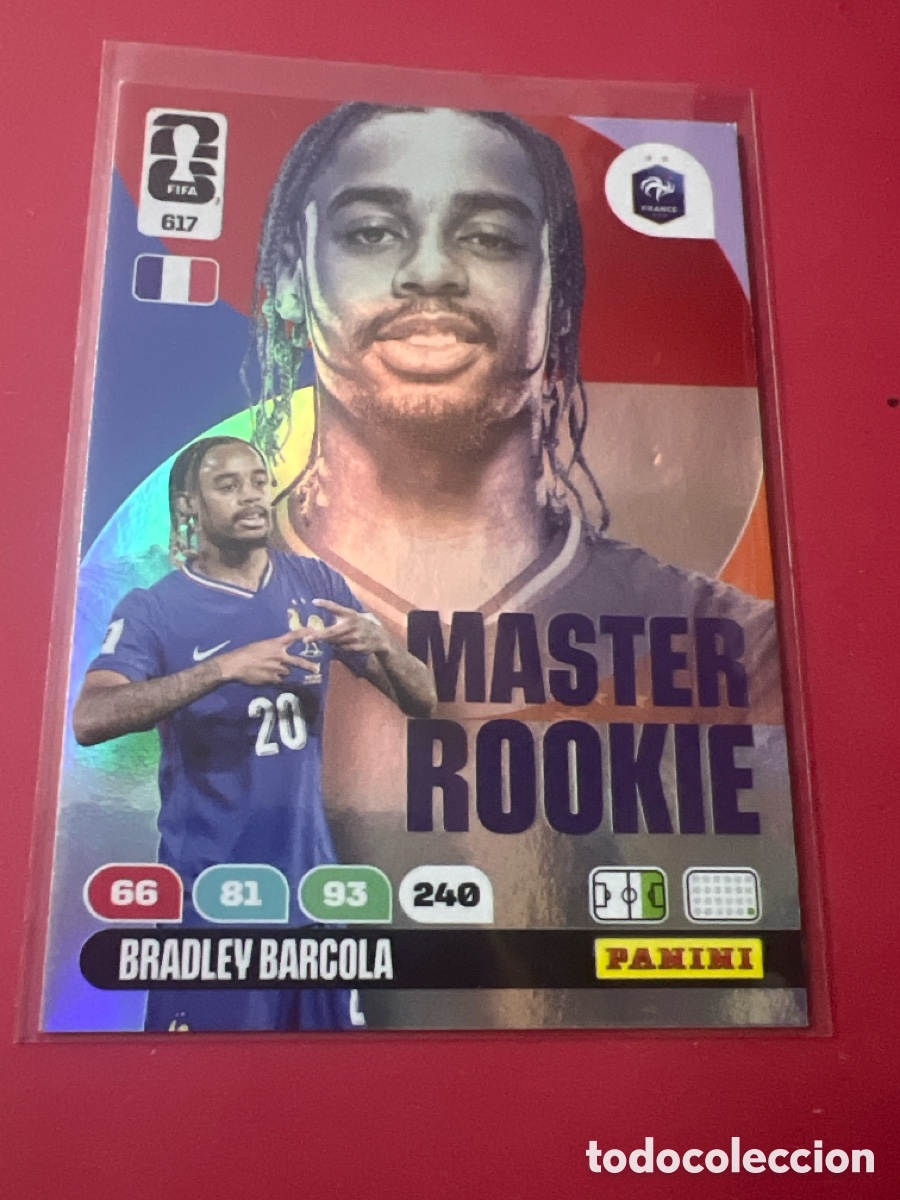 Cromos de f&uacute;tbol: C4560. Barcola Francia MASTER ROOKIE Adrenalyn XL Mundial 2026 # 617