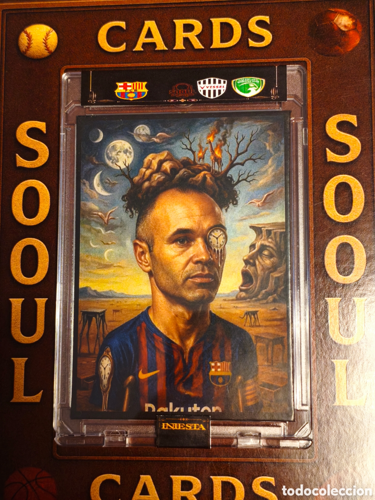 Cromos de f&uacute;tbol: Cromo SoouL Andrea Iniesta by salvador Dal&iacute; el arte del f&uacute;tbol