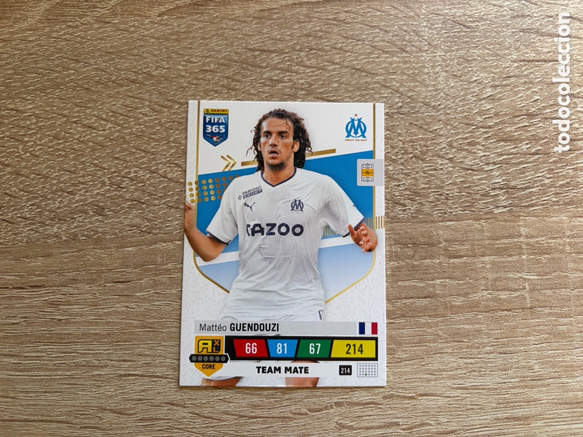 Cromos de f&uacute;tbol: 214 MATT&Eacute;O GUENDOUZI ADRENALYN XL FIFA 365 2023 OLYMPIQUE DE MARSEILLE