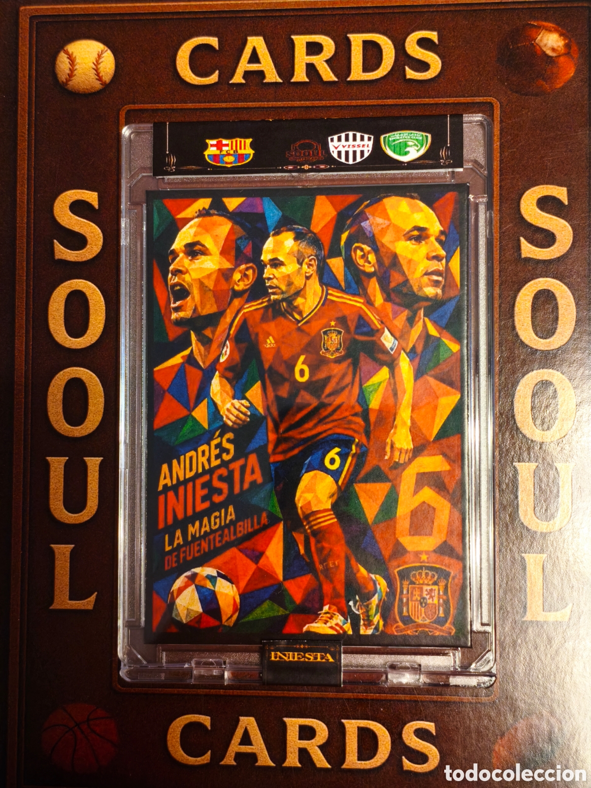 Cromos de f&uacute;tbol: Cromo Sooul Andres Iniesta by Pablo Picasso el arte del f&uacute;tbol