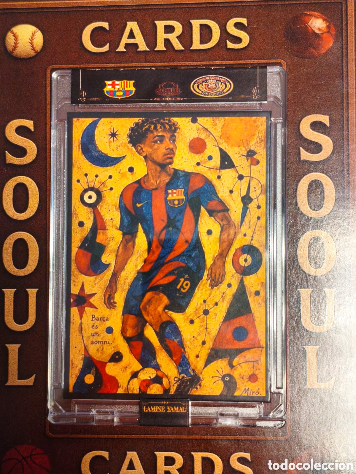 Cromos de f&uacute;tbol: Cromo SoouL lamine yamal by Joan Mir&oacute; el arte del f&uacute;tbol