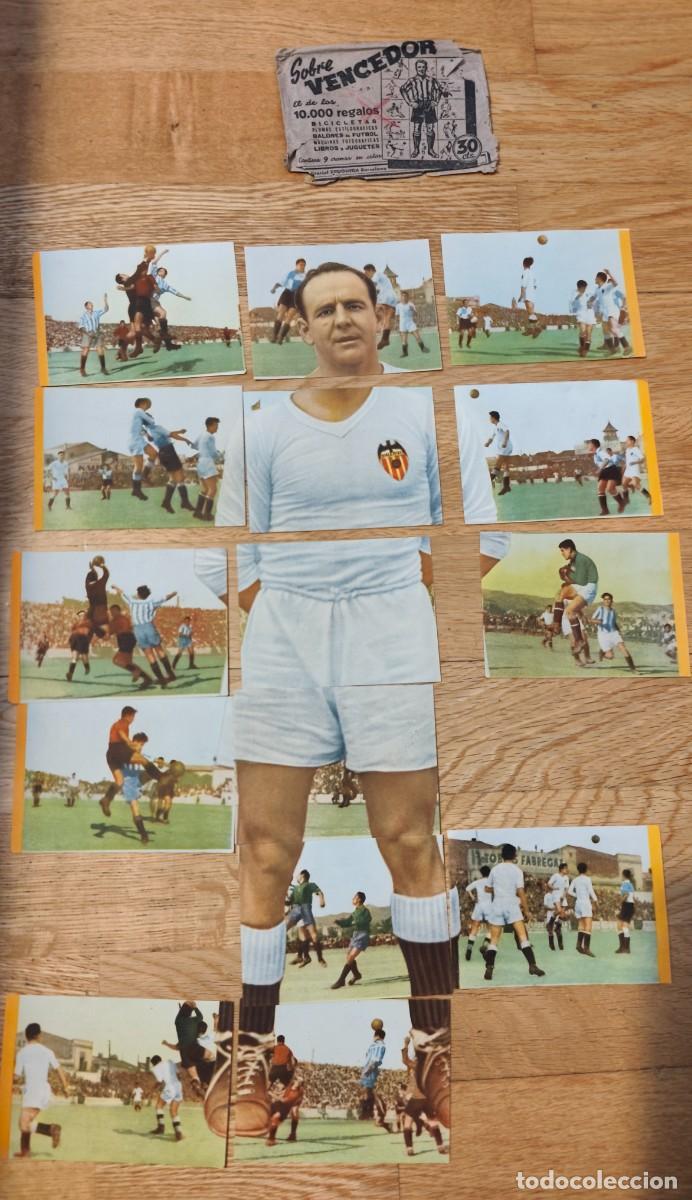 Cartes &agrave; collectionner de Football: Gorostiza Valencia BRUGUERA VENCEDOR 1944 1945 44 45 SIN PEGAR - 15 CROMO + sobre vac&iacute;o