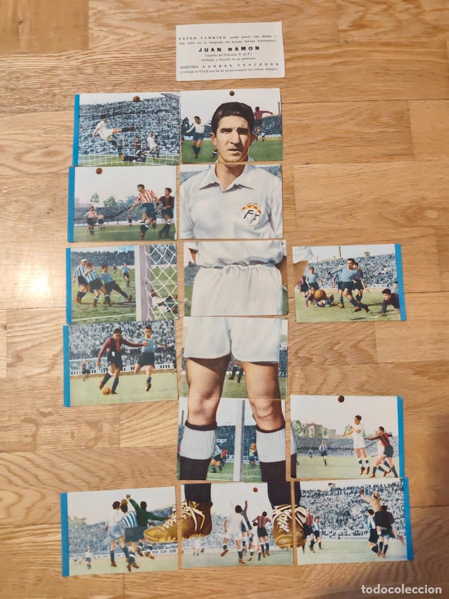 Cromos de f&uacute;tbol: Juan Ram&oacute;n Valencia BRUGUERA VENCEDOR 1944 1945 44 45 SIN PEGAR - 14 CROMO + publicidad