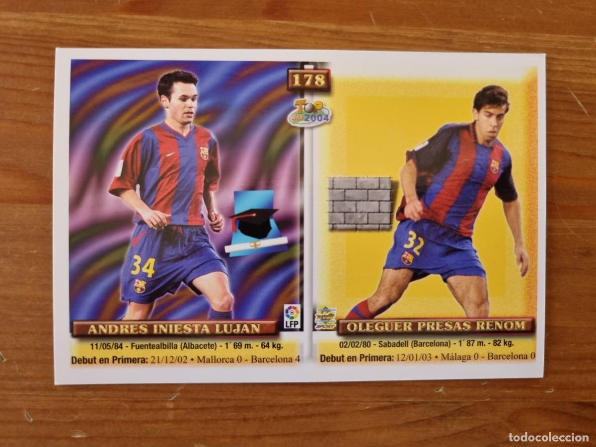 Cartes &agrave; collectionner de Football: 178 INIESTA / OLEGUER / QUARESMA / SERGIO GARC&Iacute;A (FC Barcelona). Top Liga 2004 (Mundicromo)