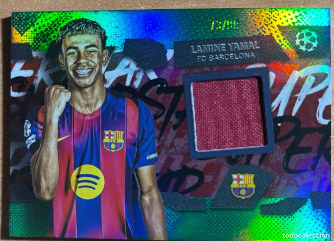Cromos de f&uacute;tbol: TOPPS SUPERSTAR UCL 2025-2026 25 26 LAMINE YAMAL (FC BARCELONA) PLAYER-WORN RELIC + NUMERADA /99