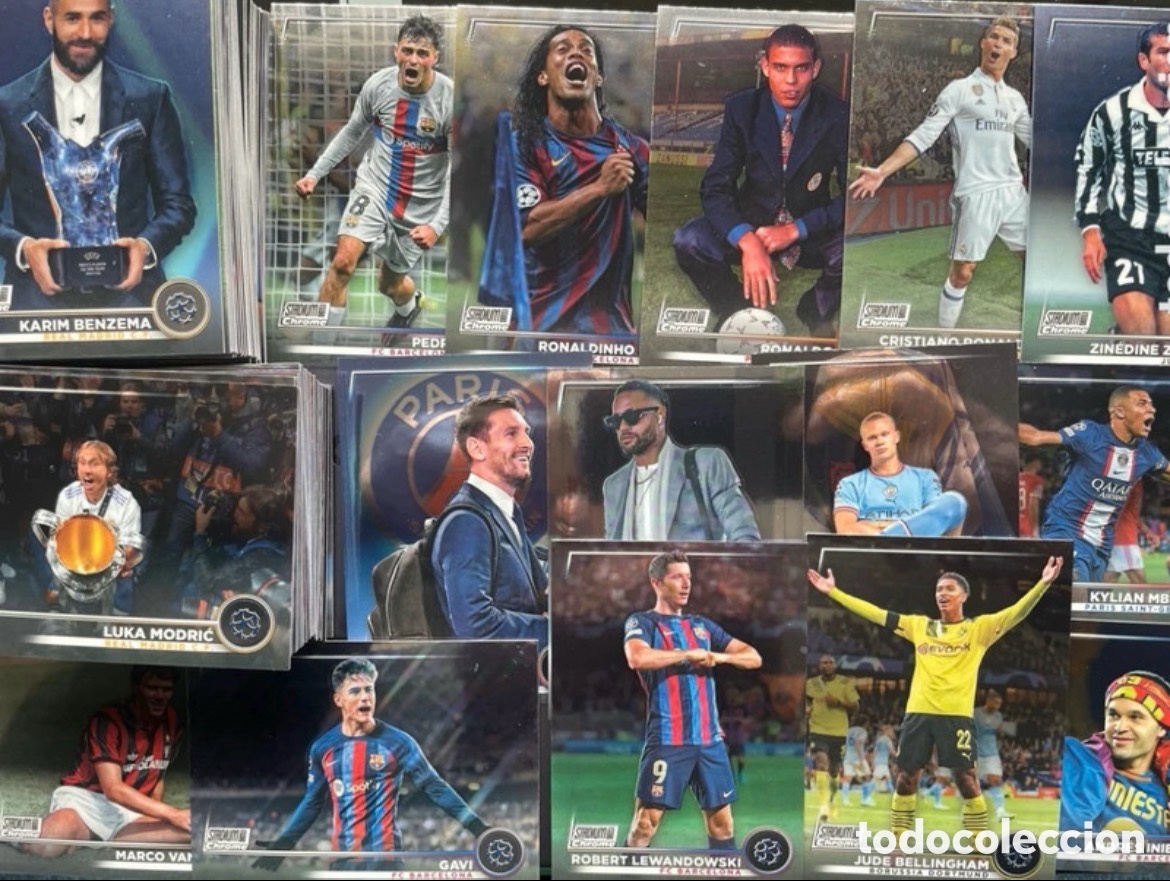 Cromos de f&uacute;tbol: Coleccion Completa Topps Stadium Chrome 2022-23 lote 100 cards 1-100 Messi Mbappe Cristiano Ronaldo