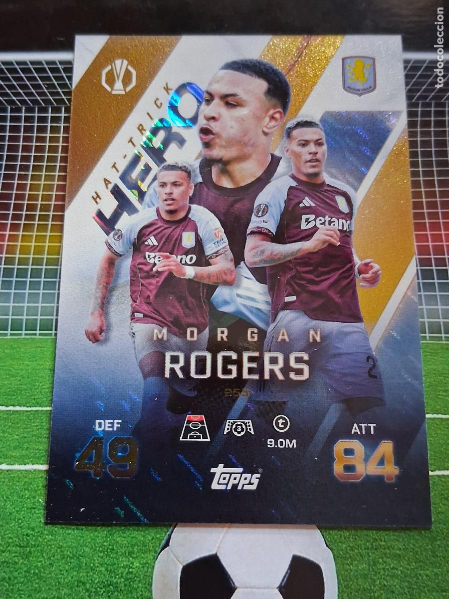 Cromos de f&uacute;tbol: 255 MORGAN ROGERS ASTON VILA HAT TRICK HERO TOPPS MATCH ATTAX EXTRA CHAMPIONS LEAGUE 2025 2026 25 26