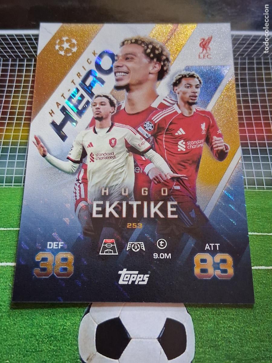 Cartes &agrave; collectionner de Football: 253 HUGO EKITIKE LIVERPOOL HAT TRICK HERO TOPPS MATCH ATTAX EXTRA CHAMPIONS LEAGUE 2025 2026 25 26