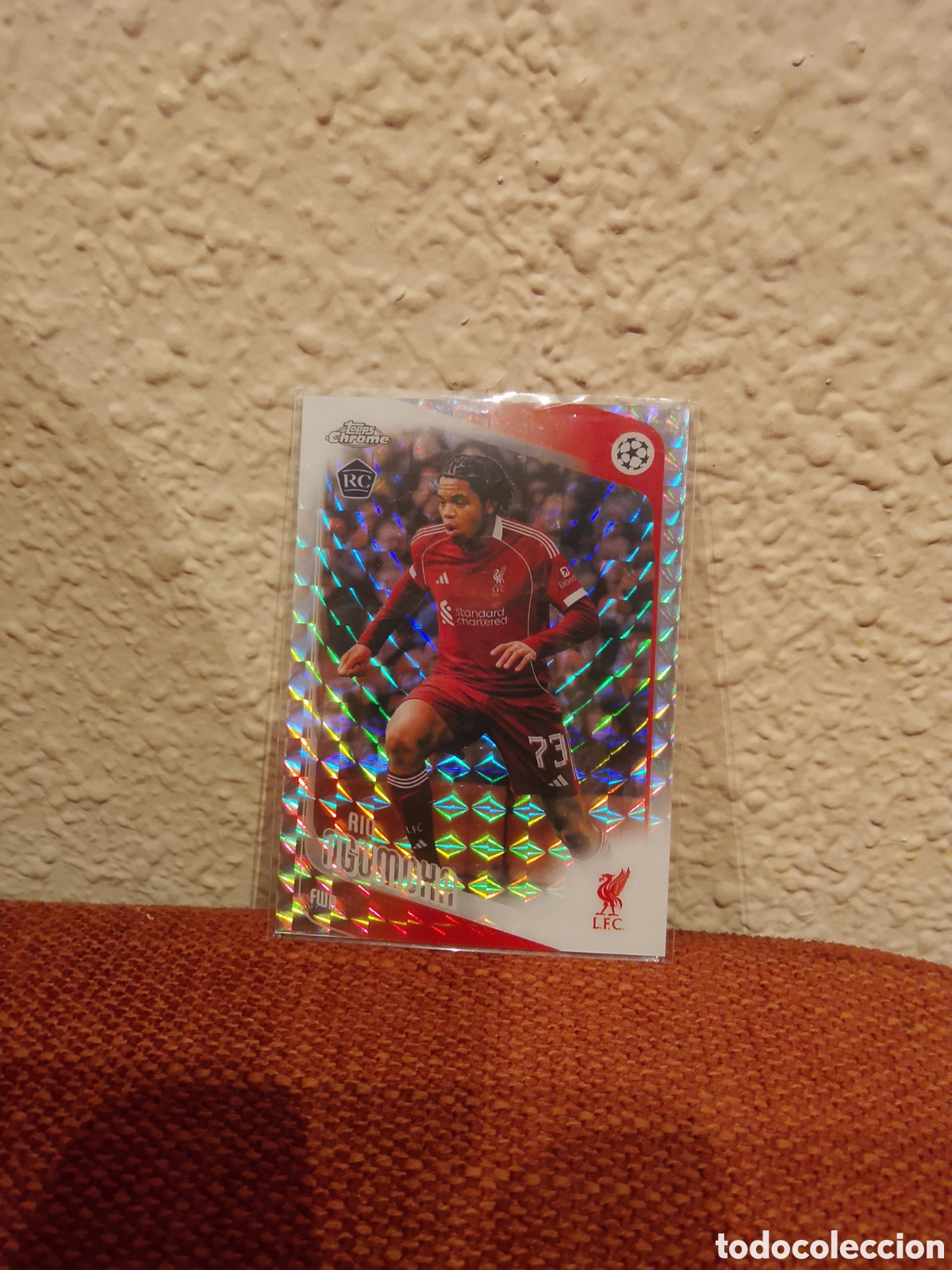 Cromos de f&uacute;tbol: Rio Ngumoha Liverpool 191 UCC Refractor Rookie card Topps Chrome 25/26 2025 2026