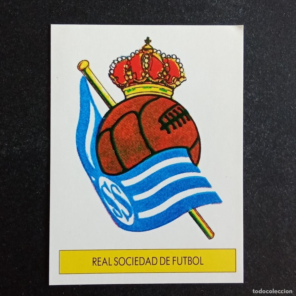 Cromos de f&uacute;tbol: ESCUDO REAL SOCIEDAD CROMO EDITORIAL FESTIVAL 1987 1988 LIGA 87 88 NUNCA PEGADO