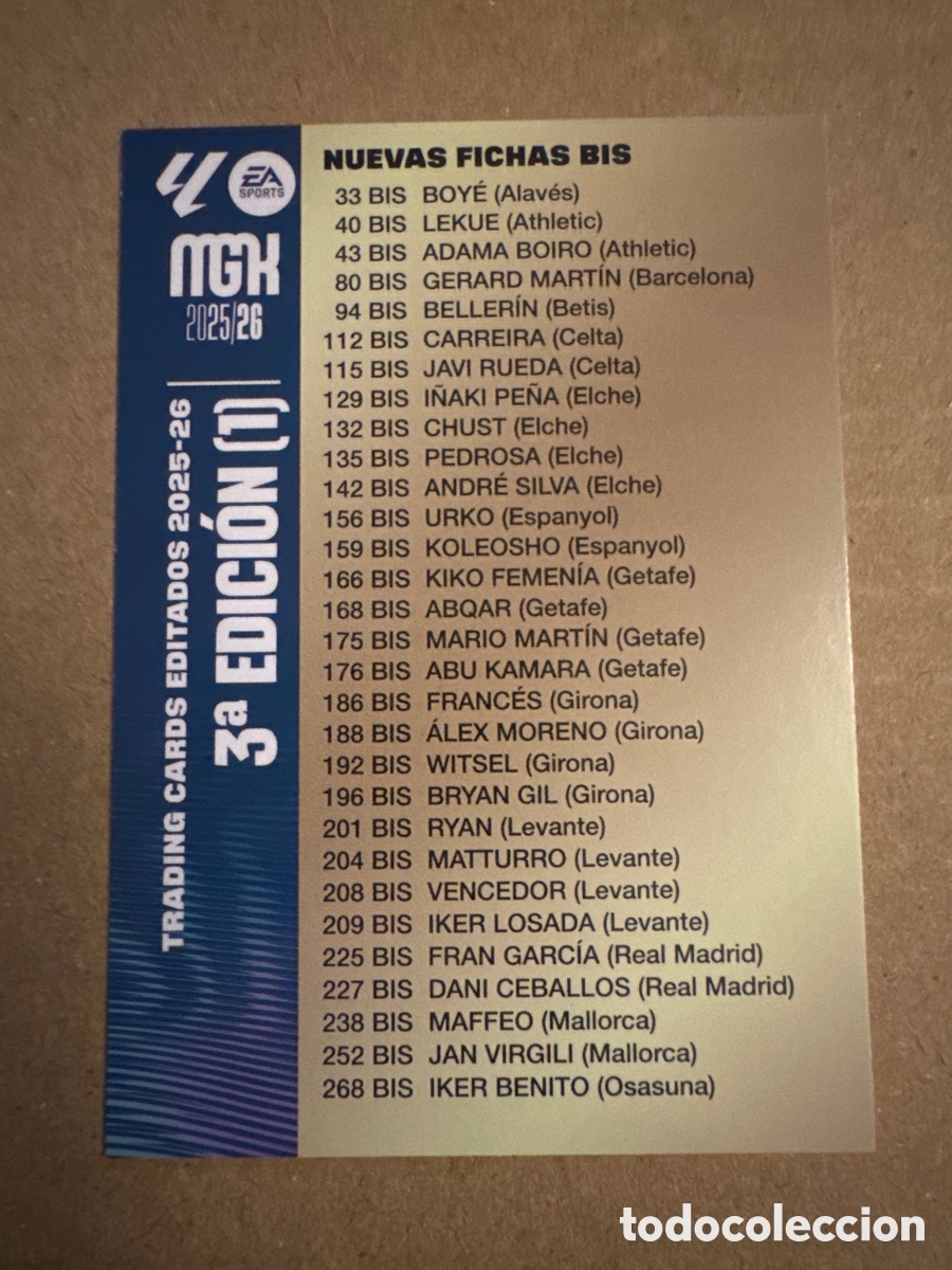 Cromos de f&uacute;tbol: 1 &Iacute;ndice Checklist Nuevas Fichas BIS Fichajes Tercera 3a Edici&oacute;n Megacracks 25 26 2025 2026 Trading