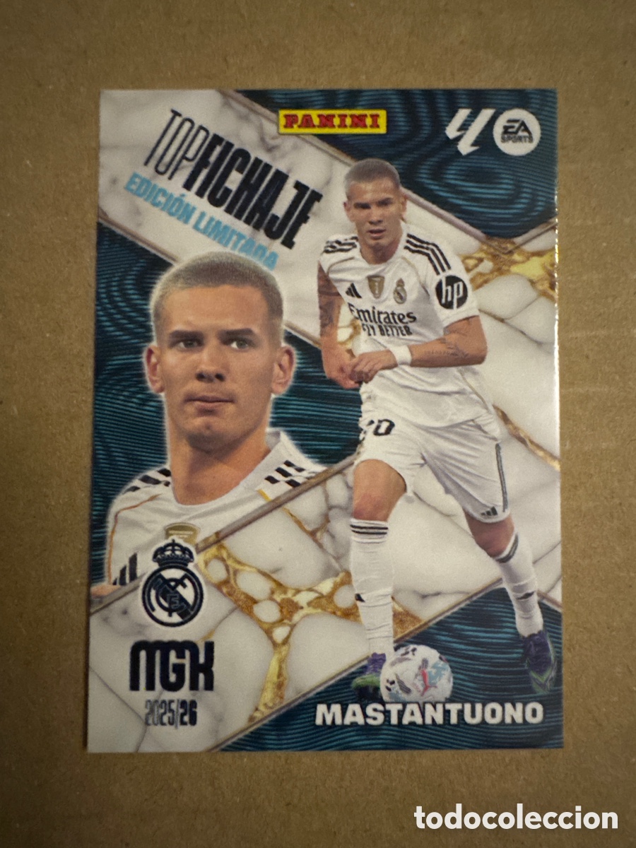 Cromos de f&uacute;tbol: Mastantuono Real Madrid Top Fichaje Megacracks 25 26 2025 2026 Edici&oacute;n Limitada