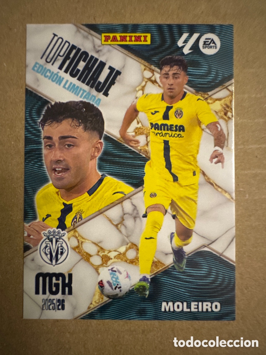 Cromos de f&uacute;tbol: Moleiro Villarreal Top Fichaje Megacracks 25 26 2025 2026 Edici&oacute;n Limitada