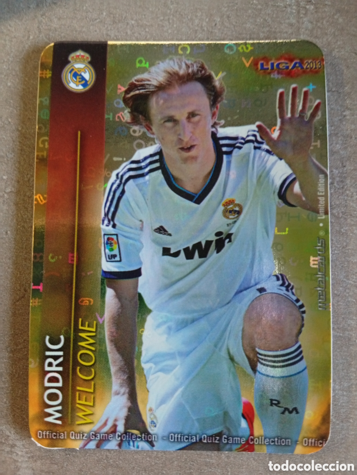 Cromos de f&uacute;tbol: F&Uacute;TBOL CROMO REAL MADRID MODRIC WELCOME LETRAS EDICI&Oacute;N LIMITADA MUNDICROMO QUIZ GAME 2012 2013