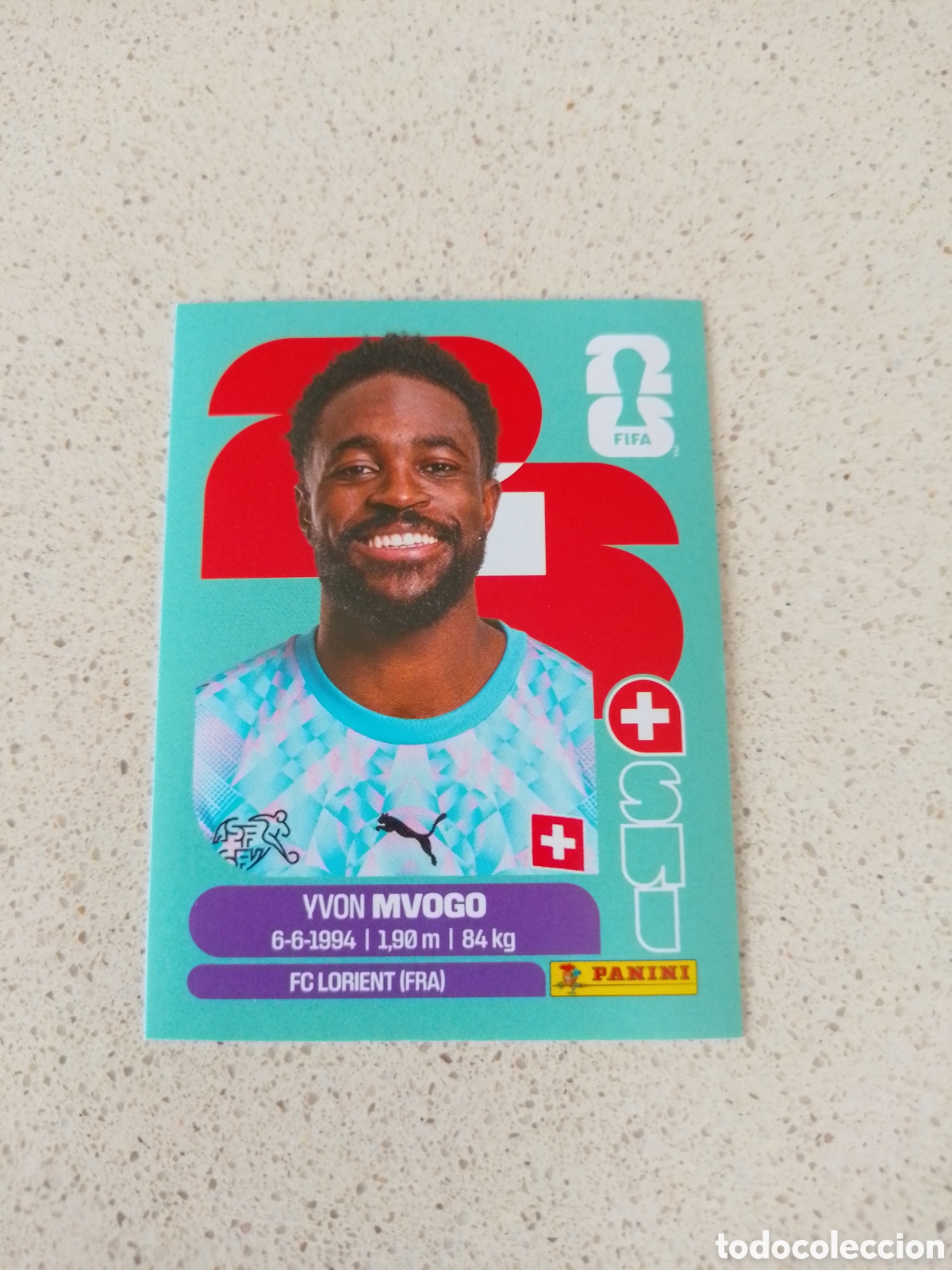 Cromos de f&uacute;tbol: CROMO NUMERO 3 MVOGO SUIZA. MUNDIAL 2026. PANINI.