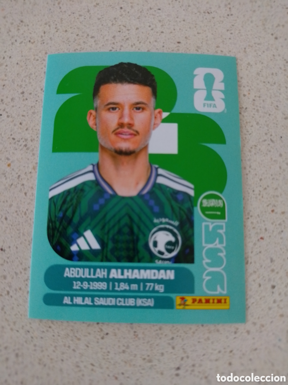Cromos de f&uacute;tbol: CROMO NUMERO 20 ALHAMDAN ARABIA SAUD&Iacute;. MUNDIAL 2026. PANINI.