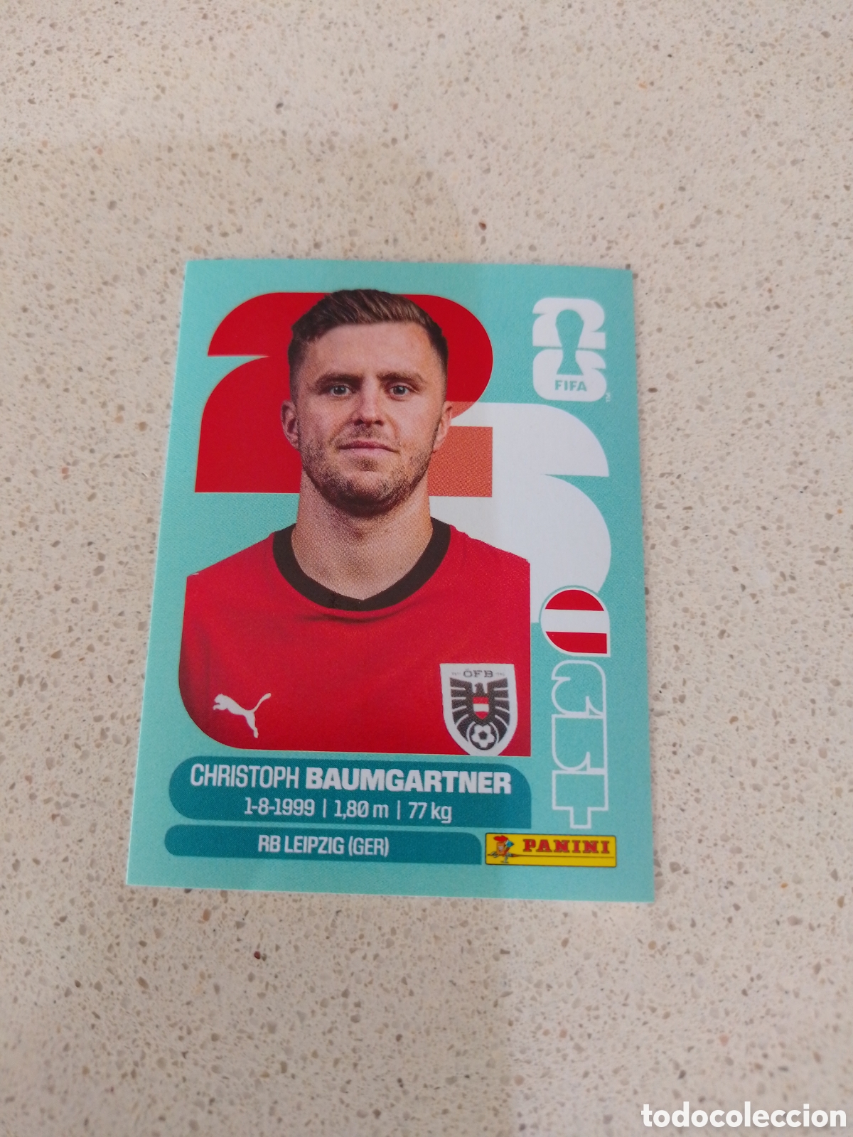 Fu&szlig;ball-Sticker: CROMO NUMERO 18 BAUMGARTNER AUSTRIA. MUNDIAL 2026. PANINI.