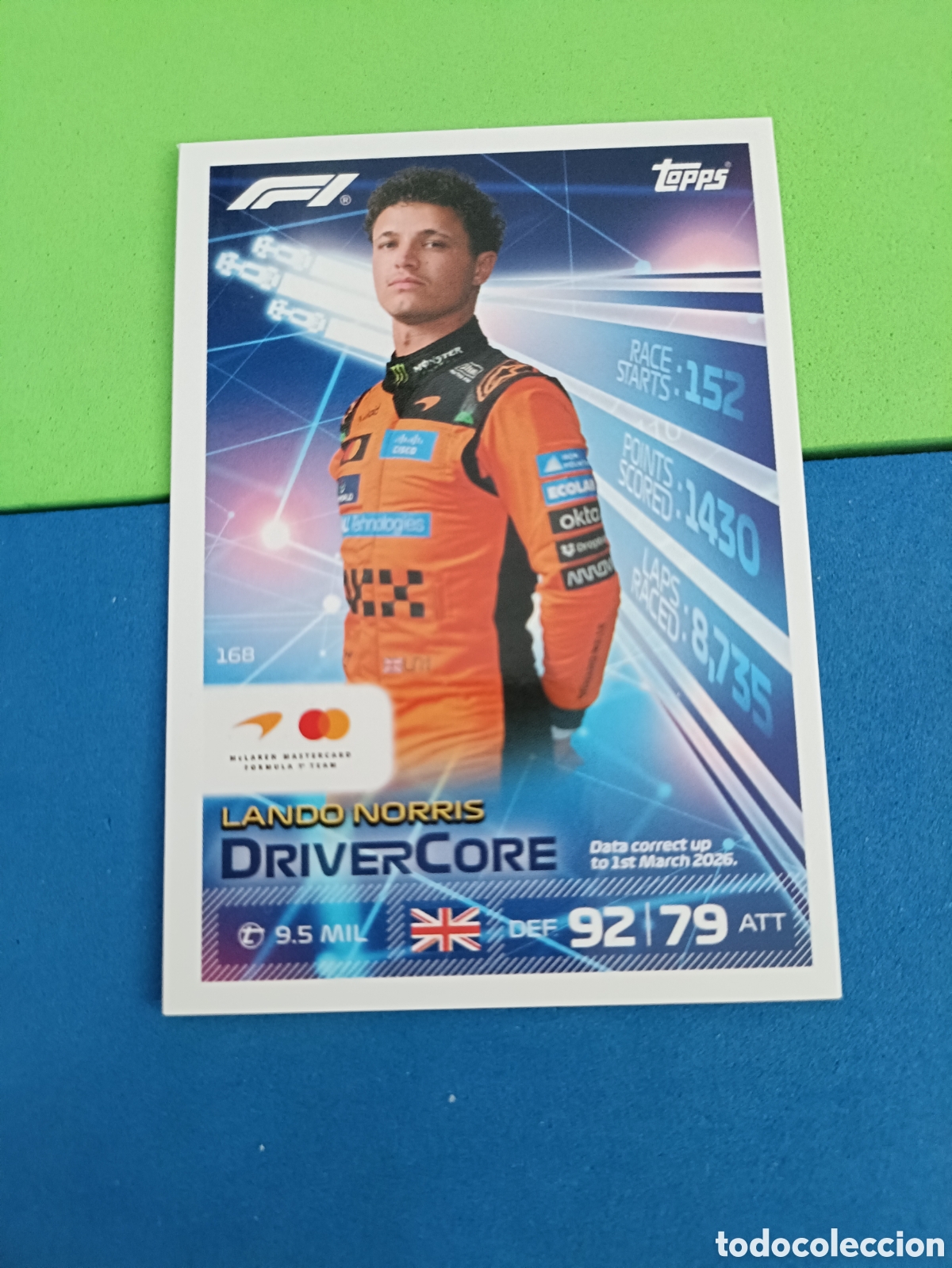 Cromos de f&uacute;tbol: Topps Turbo Attax F&oacute;rmula uno F1 2026 - 168 Norris