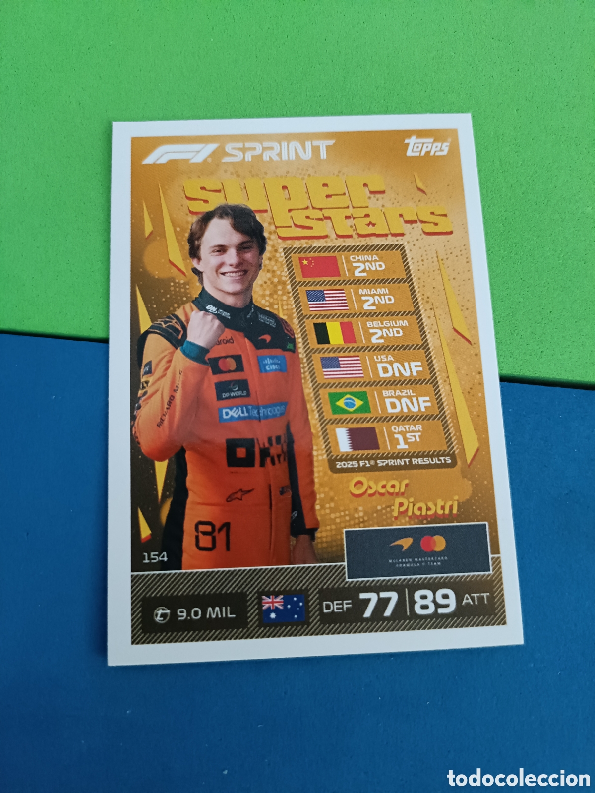 Cromos de f&uacute;tbol: Topps Turbo Attax F&oacute;rmula uno F1 2026 - Super stars 154 Piastri