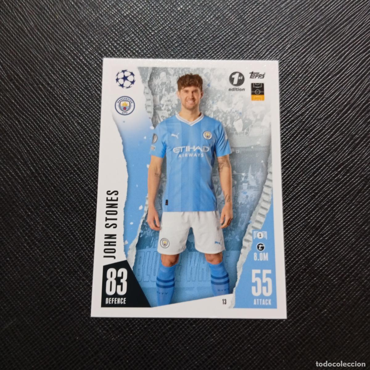 Cartes &agrave; collectionner de Football: 13 JOHN STONES MANCHESTER CITY TOPPS MATCH ATTAX 2023 2024 FUTBOL 23 24 - A213 PG73 1ST EDITION
