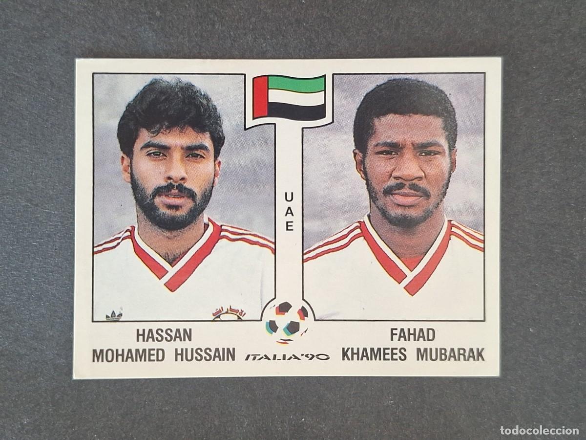 Cromos de f&uacute;tbol: L3 HUSSAIN - KHAMEES MUBARAK SELECCION EMIRATOS ARABES 313 MUNDIAL ITALIA 90 PANINI NUNCA PEGADO