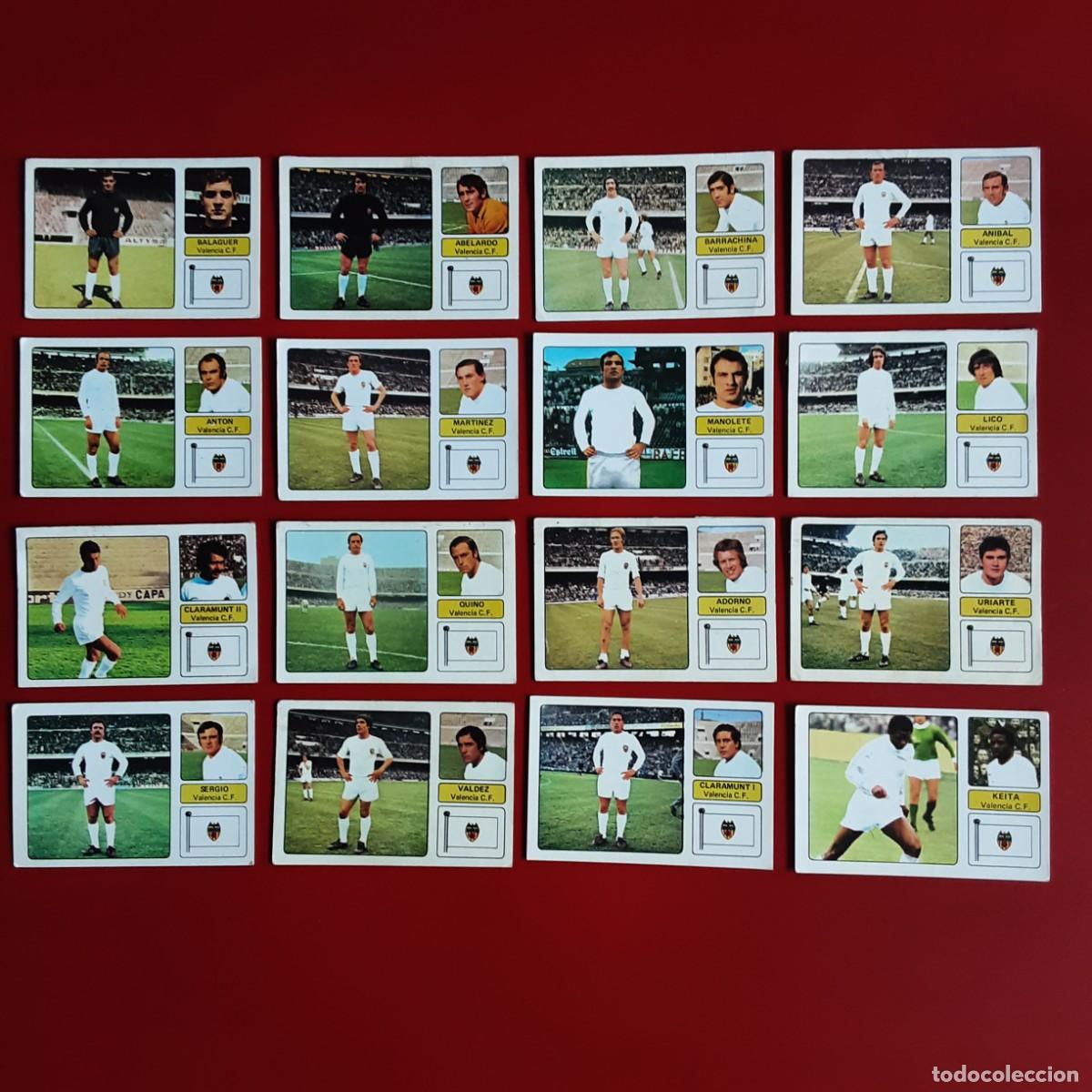 Fu&szlig;ball-Sticker: EQUIPO COMPLETO VALENCIA LIGA TEMPORADA 1973 1974 73 74 EDITORIAL FHER