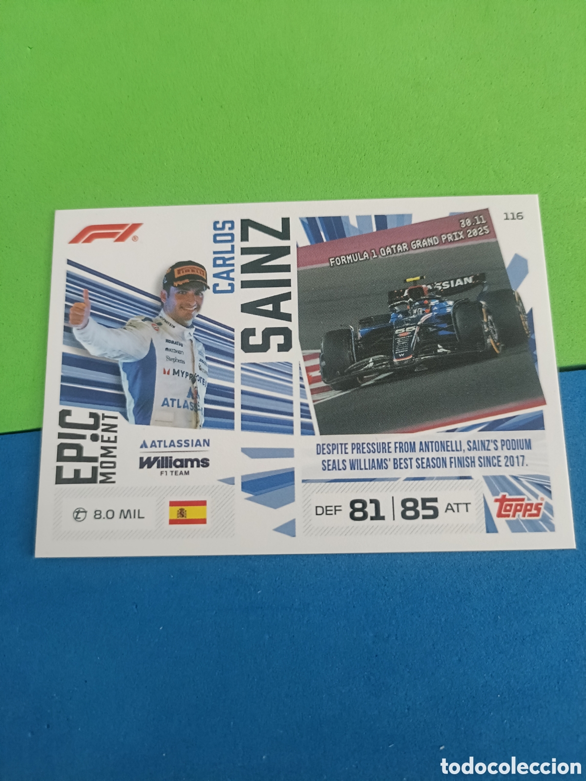 Cromos de f&uacute;tbol: Topps Turbo Attax F&oacute;rmula uno F1 2026 - Epic Moment 116 Carlos Sainz