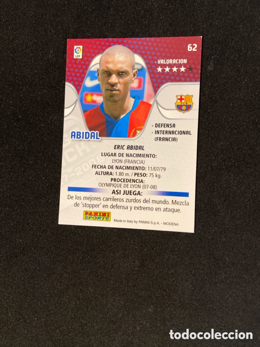 Cromos de f&uacute;tbol: ABIDAL 62 (BARCELONA) MEGA - Foto 2