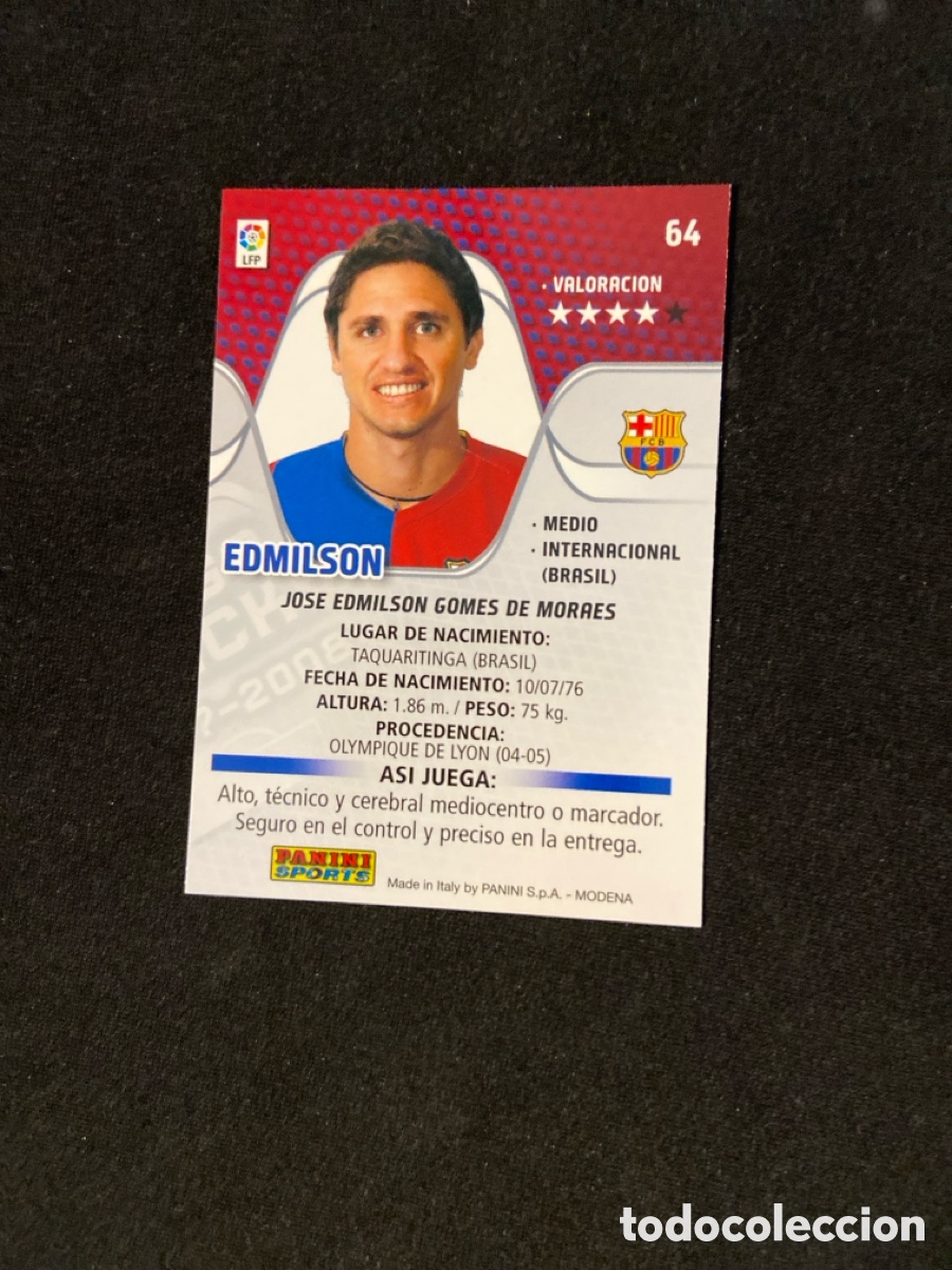 Cromos de f&uacute;tbol: EDMILSON 64 (BARCELONA) MEGA - Foto 2