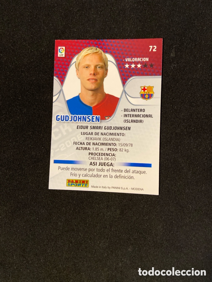 Cromos de f&uacute;tbol: GUDJOHNSEN 72 (BARCELONA) MEGA - Foto 2