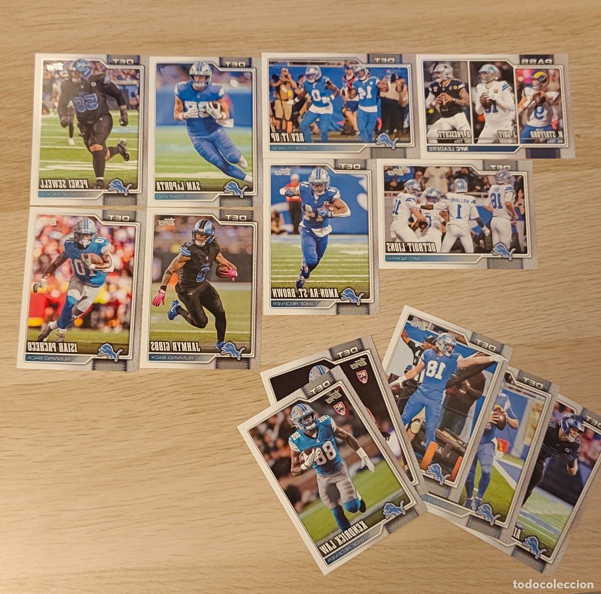 Cromos de f&uacute;tbol: Lote 13 cartas Detroit Lions &ndash; Topps NFL 2026