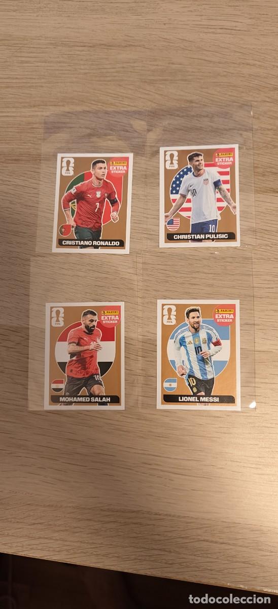 Cromos de Futebol: Lote 4 Extra Stickers Bronze &ndash; Cristiano Ronaldo, Messi, Salah y Pulisic &ndash; Mundial 2026