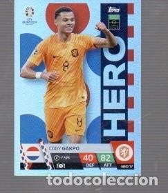 Cromos de f&uacute;tbol: CROMOS DE EURO 2024 EN GERMANY EDITO TOPPS Y MATCH TAX DE NETHERLANDS CODY GAKPO N&ordm; 17