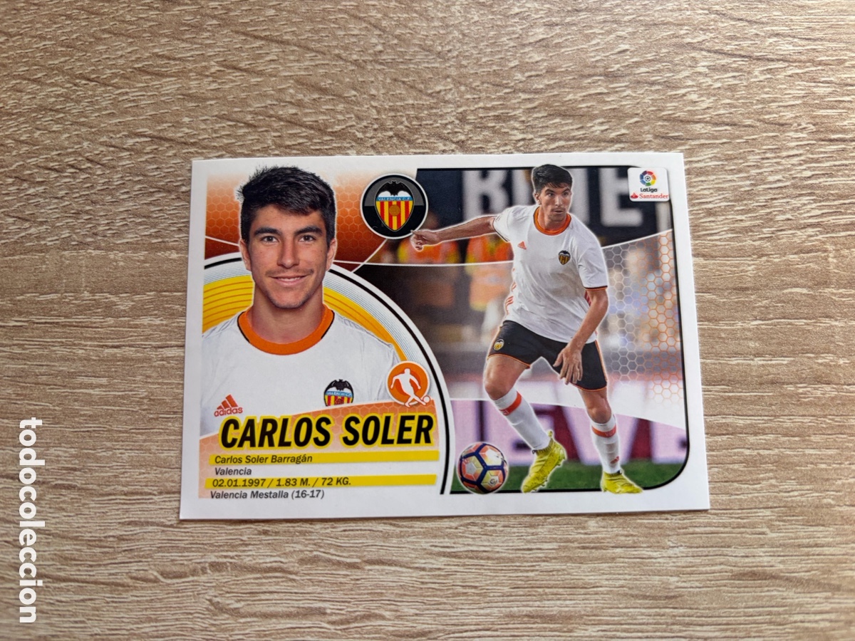 Football Stickers: 37 CARLOS SOLER MERCADO DE INVIERNO ACTUALIZACI&Oacute;N COLECCIONES ESTE LIGA 2016 2017 16 17 VALENCIA