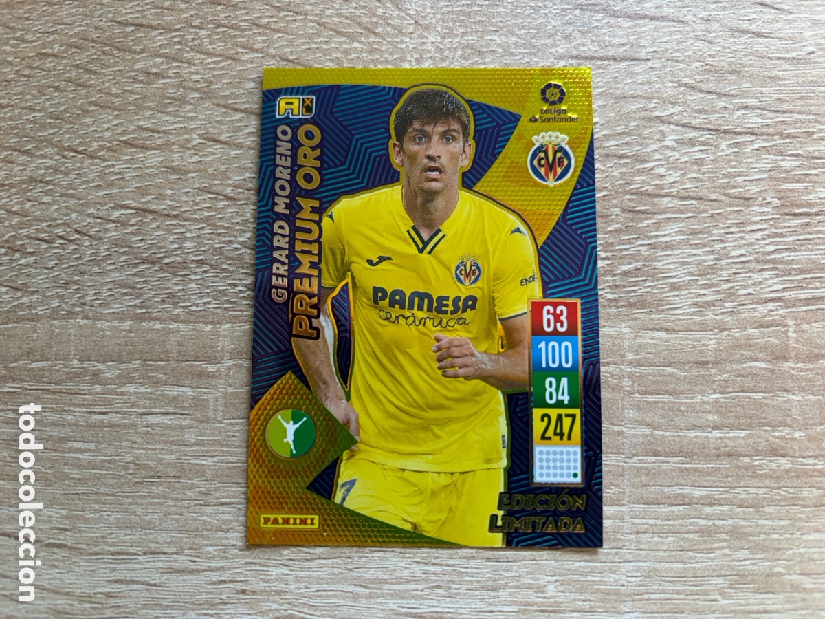 Cromos de f&uacute;tbol: GERARD MORENO PREMIUM ORO EDICI&Oacute;N LIMITADA ADRENALYN XL PANINI 2021 2022 21 22 VILLARREAL CF