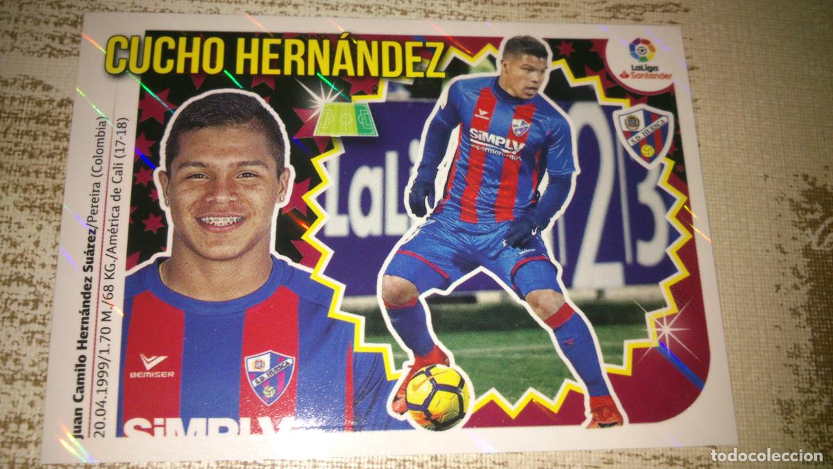 Fu&szlig;ball-Sticker: TEMPORADA 2018 2019 18 19 HUESCA N&ordm; 16 CUCHO HERNANDEZ BRILLANTE NUEVO SIN PEGAR