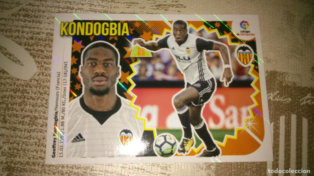 Cromos de f&uacute;tbol: TEMPORADA 2018 2019 18 19 VALENCIA N&ordm; 8 KONDOGBIA BRILLANTE NUEVO SIN PEGAR