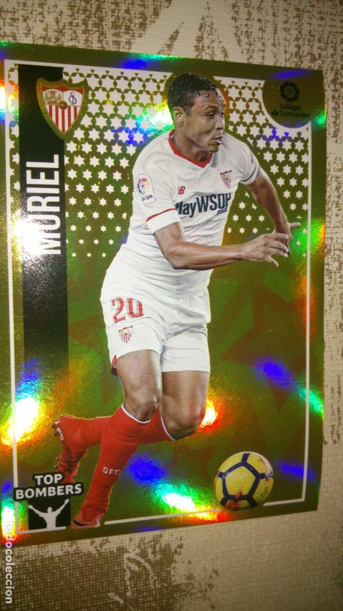 Football Stickers: TEMPORADA 2018 2019 18 19 TOP BOMBERS N&ordm; 17 MURIEL SEVILLA NUEVO SIN PEGAR