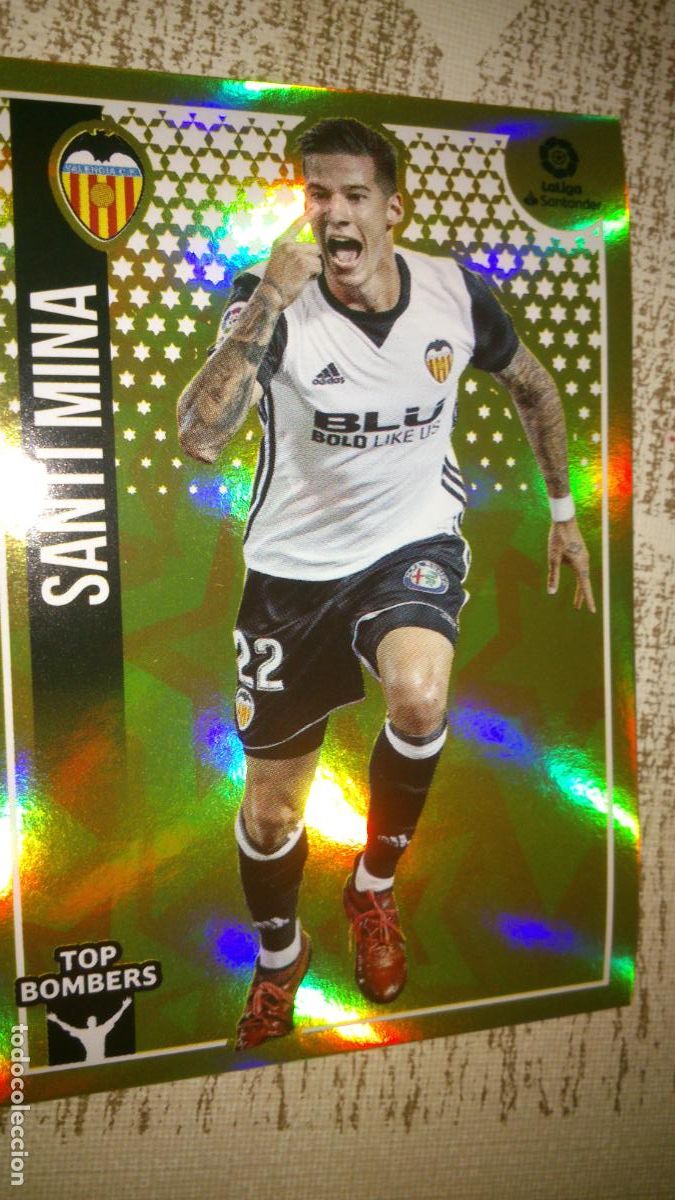 Cromos de f&uacute;tbol: TEMPORADA 2018 2019 18 19 TOP BOMBERS N&ordm; 21 SANTI MINA VALENCIA NUEVO SIN PEGAR
