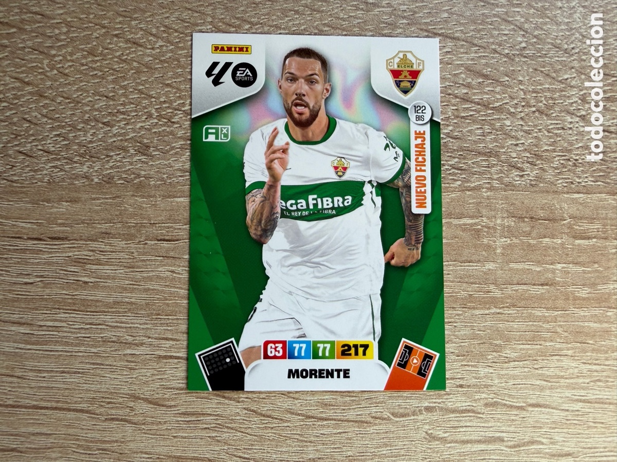 Cromos de f&uacute;tbol: 122 BIS MORENTE NUEVO FICHAJE ADRENALYN XL PANINI LIGA 2025 2026 25 26 ELCHE CF