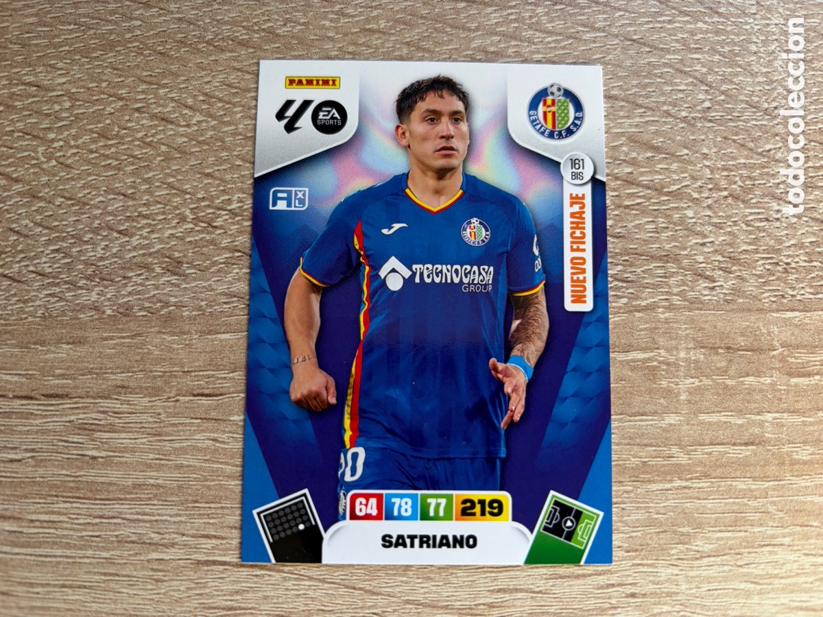 Cromos de f&uacute;tbol: 161 BIS SATRIANO NUEVO FICHAJE ADRENALYN XL PANINI LIGA 2025 2026 25 26 GETAFE CF